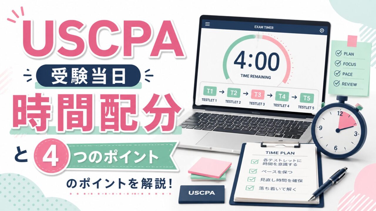 USCPA受験当日の科目別の時間配分と4つのポイントを解説！