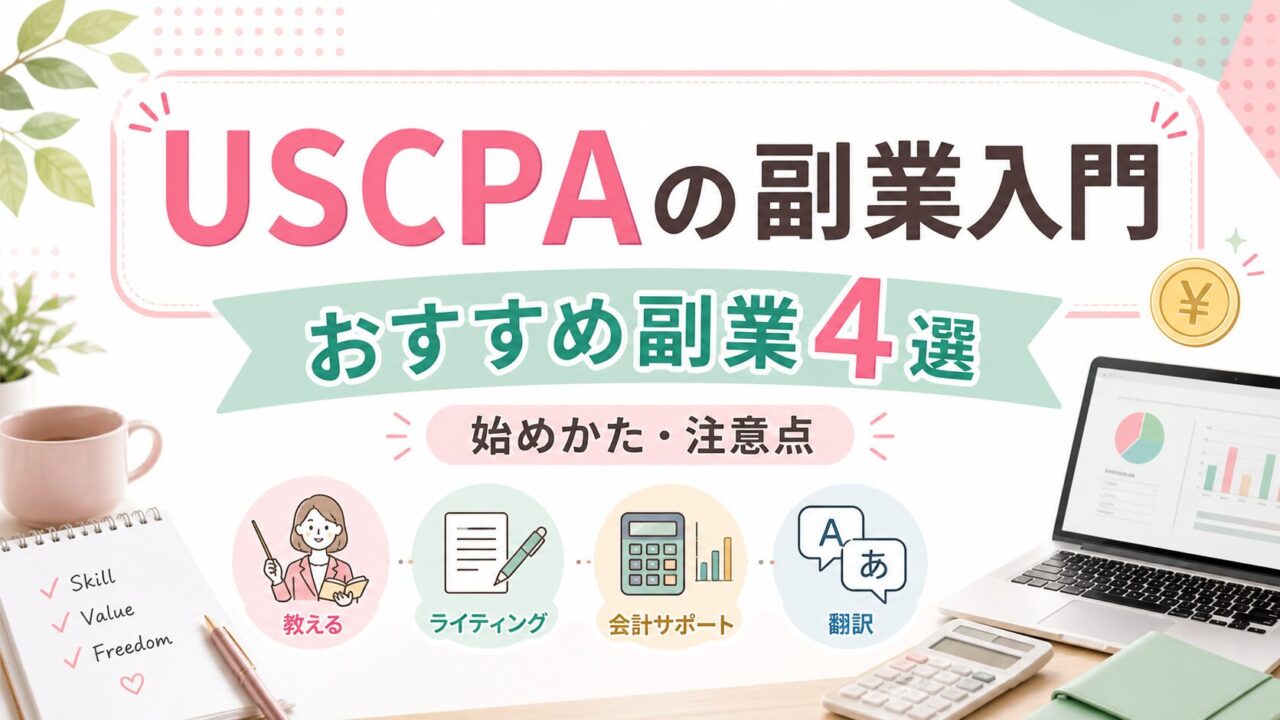 【USCPAの副業入門】USCPA資格が活かせるおすすめ副業4選｜始めかた・注意点