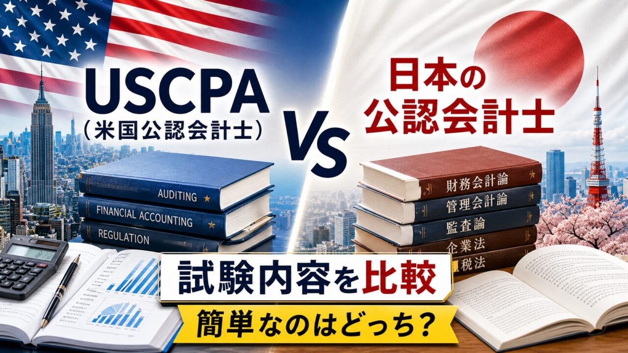 USCPA（米国公認会計士）と日本の公認会計士の試験内容を比較｜簡単