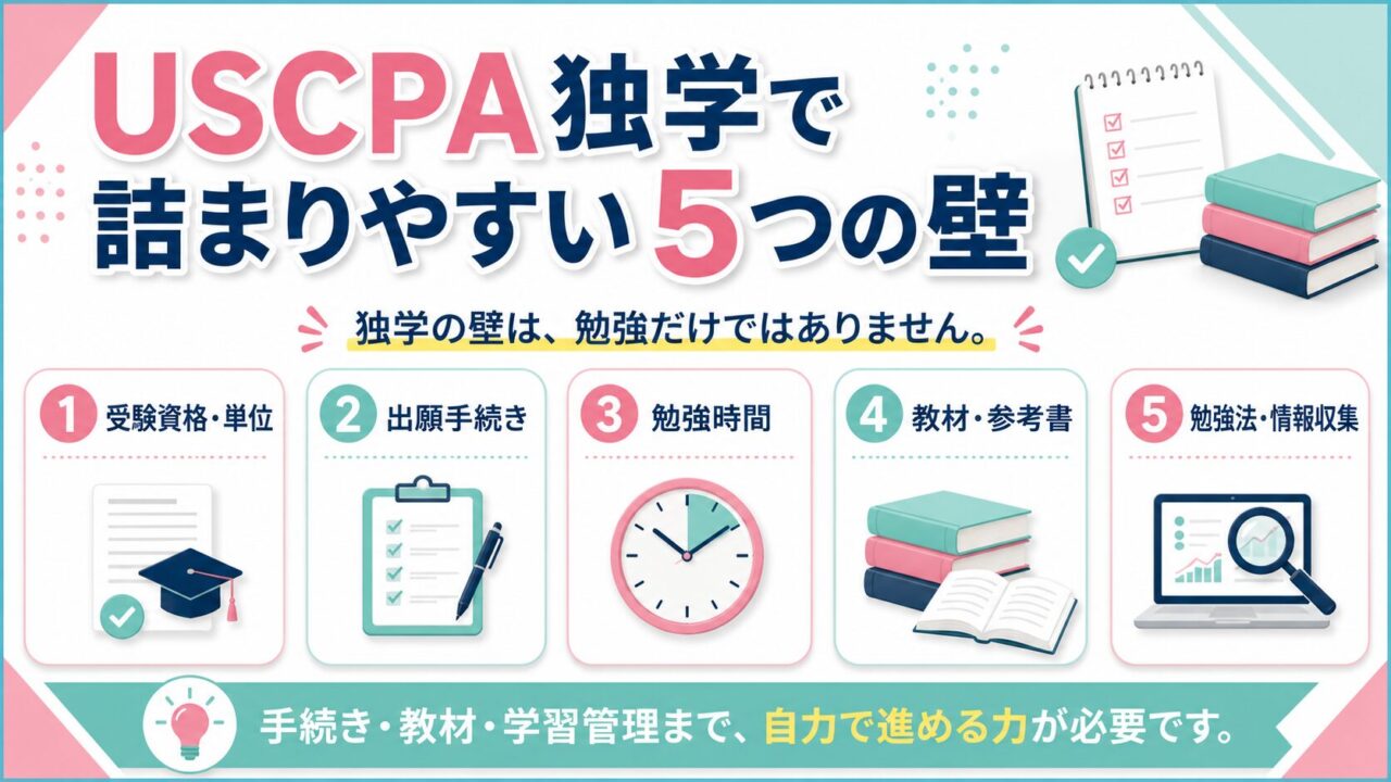 USCPAの独学は難しい？受験資格・単位取得・教材の壁をUSCPAが解説 